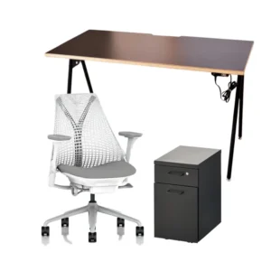 テレワーク3点セット【ジャーナルスタンダードファニチャー デスク】+【サイドキャビネット】+【ハーマンミラー セイルチェア】 レンタル