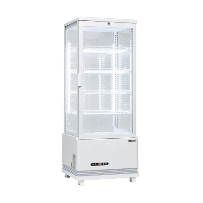 4面ガラス冷蔵ショーケース（105L）レマコム R4G-105SLW レンタル